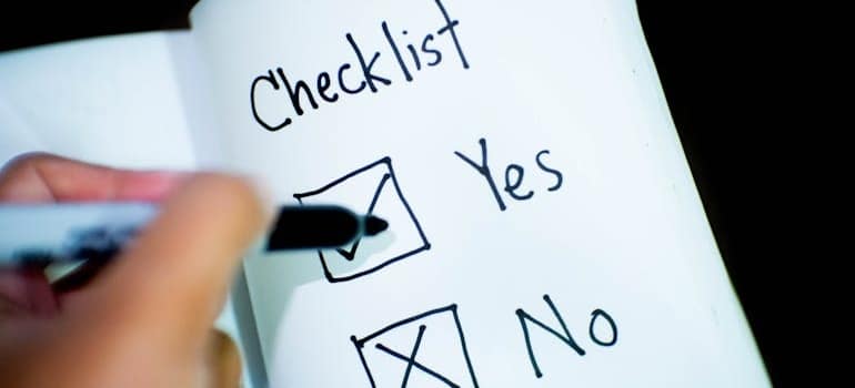 Yes/No checklist.